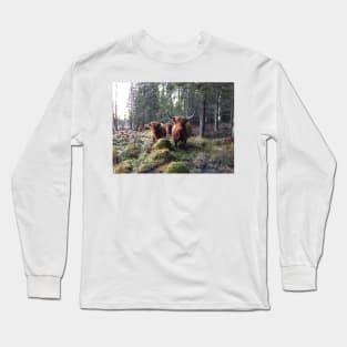 Scottish Highland Cattle Cow and Calf 1593 Long Sleeve T-Shirt